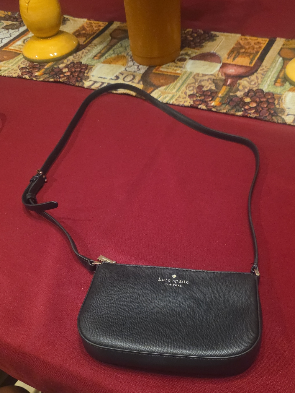 kate spade Black Leather Crossbody Half-Moon Bag